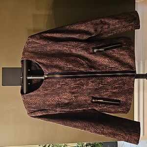 Dana Buchman Reptile Snake Print Jacket Blazer Coat w Black Trim sz 14